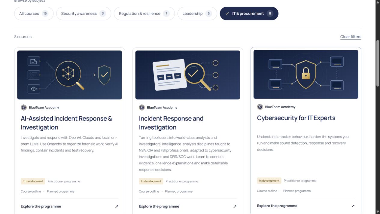 Catalogo dei corsi tecnici con indicazione dei programmi ancora in sviluppo